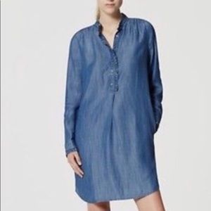 ➡️ANN TAYLOR LOFT⬅️Shirt Dress Denim Dark Chambray